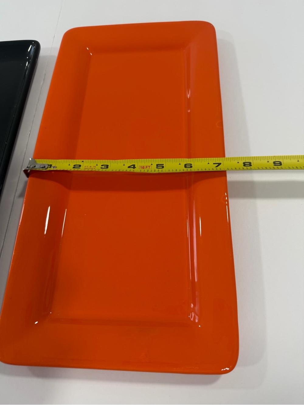 Black and Orange Ceramic Serving Trays - Sleek Rectangle Set - Picture 5 of 8
